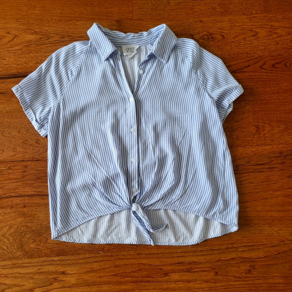 Olive and Oak striped button down blouse (size m)
